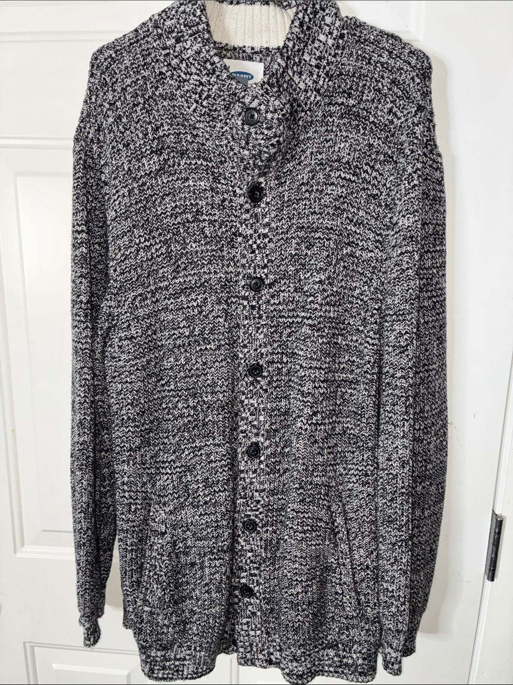 Old Navy Marled Black and White Button-Front Cardigan